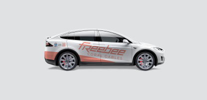 Tesla with Freebee branding