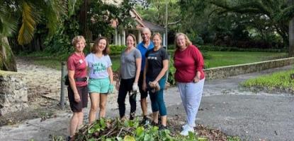 Volunteers in front of the Merrick House