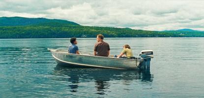 Allen Sunshine film poster with three people on a small boat out on a lake