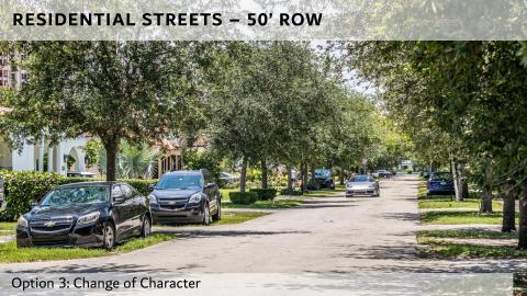 cars parked underneath large trees