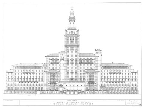 Outline of Biltmore Hotel South Elevation