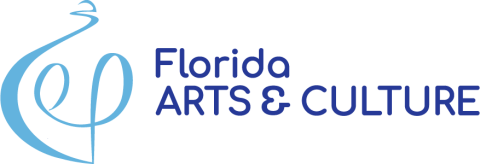 Blue curvy lines as logo for Florida Arts and Culture