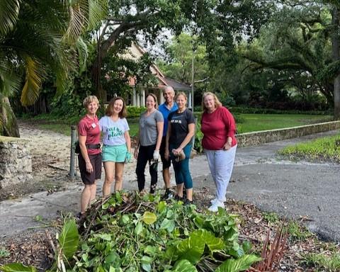 Volunteers in front of the Merrick House