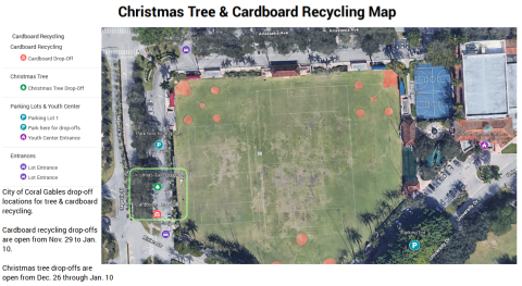 Points and map key for recycling drop off