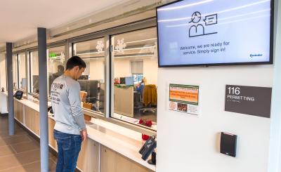 Contractor at the Development Services building service desk