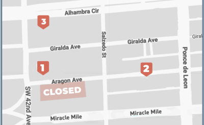 Map of closed parking garage with alternative options